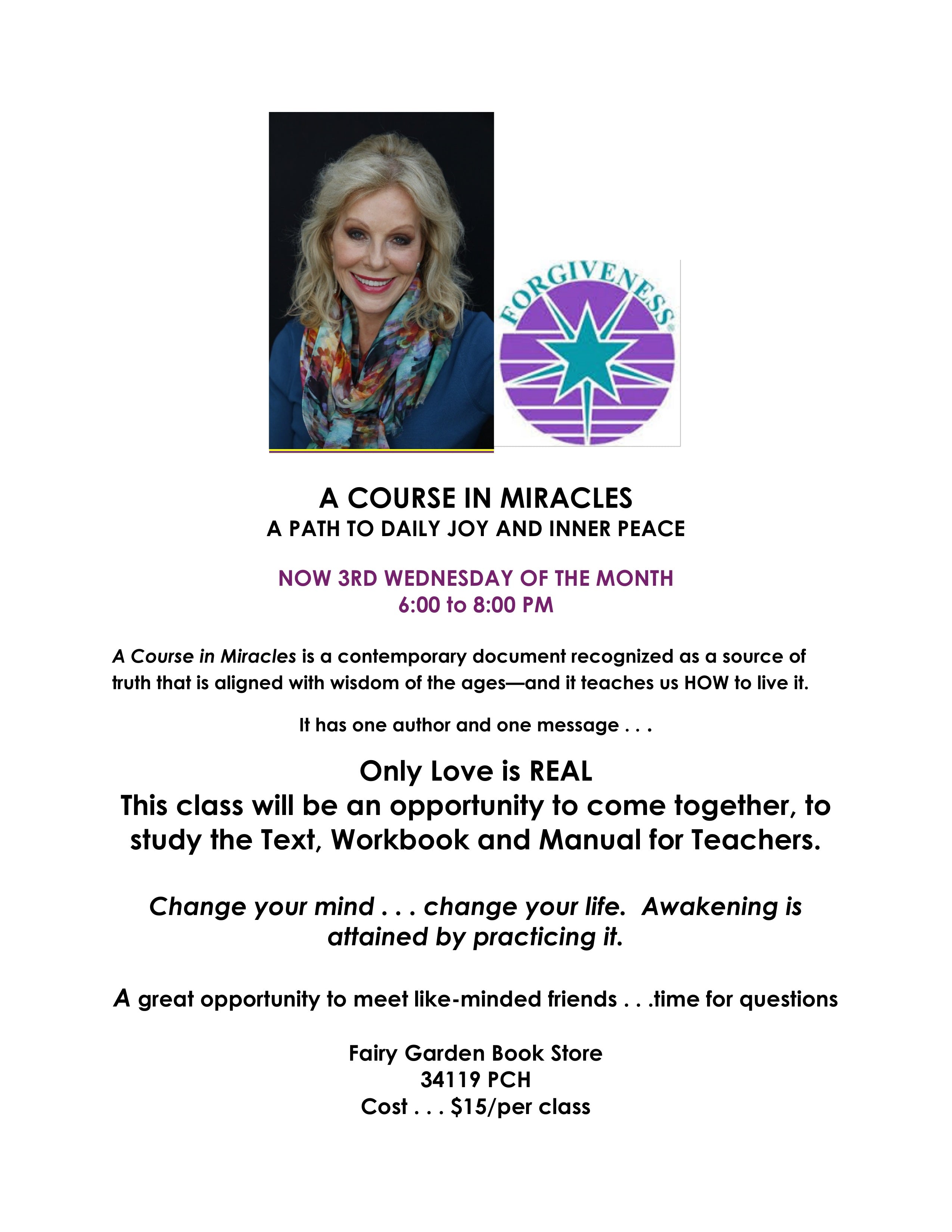 Course In Miracles Study Group with Grace Avalon | Third Wednesday Every Month, 6 PM