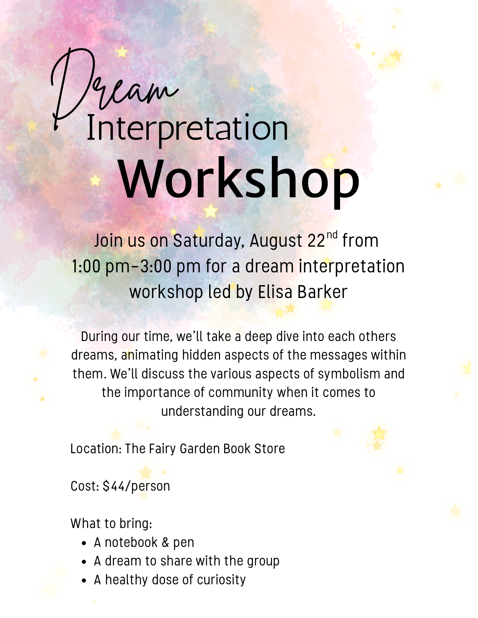 Dream Interpretation Workshop | Saturday, 1:00 PM