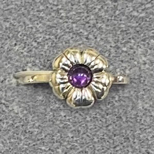 Silver Ring - Flower with Stone