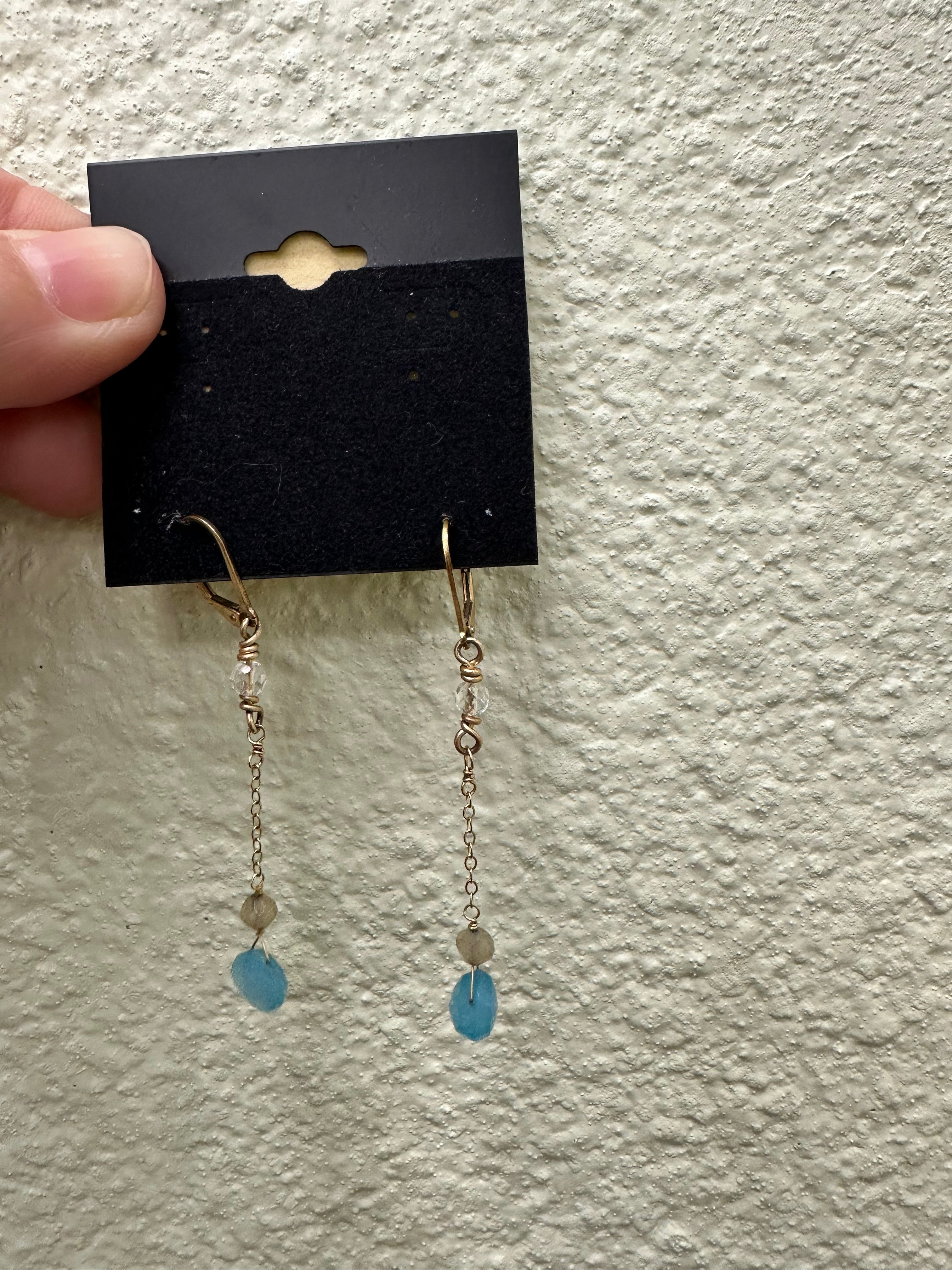 Chalcedony with clear quartz earrings