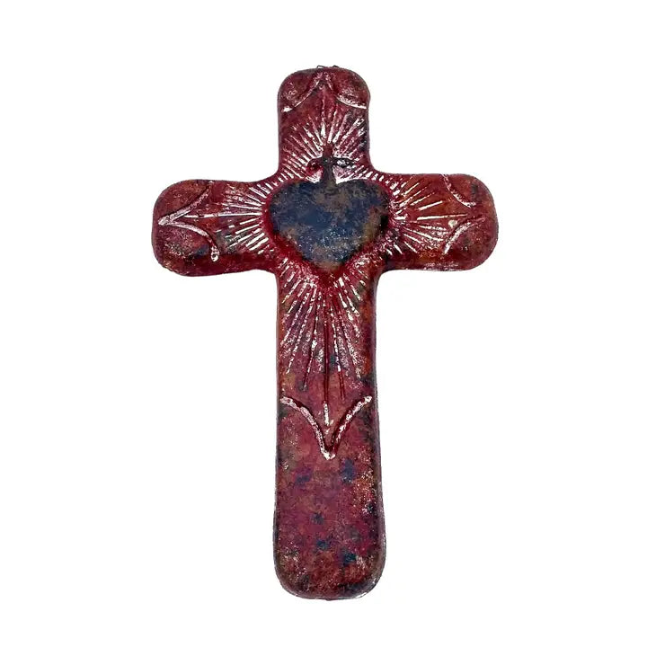 Pottery Cross with Heart