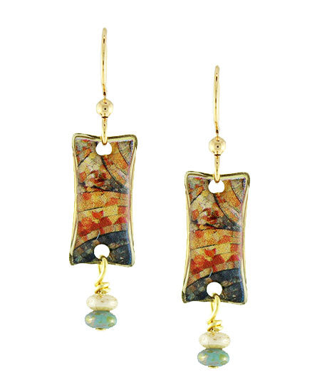 Earth Dreams Earrings Brown Rectangle Mosaic