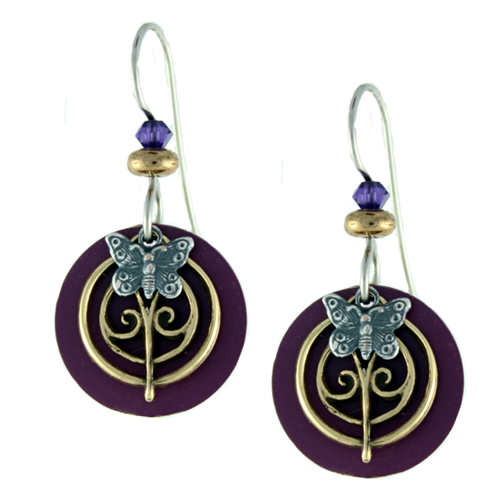 Earth Dreams Earrings Butterfly on Round