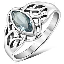Silver Ring - Celtic Weave with stone Large