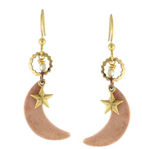 Earth Dreams Earrings Copper Crescent Moon
