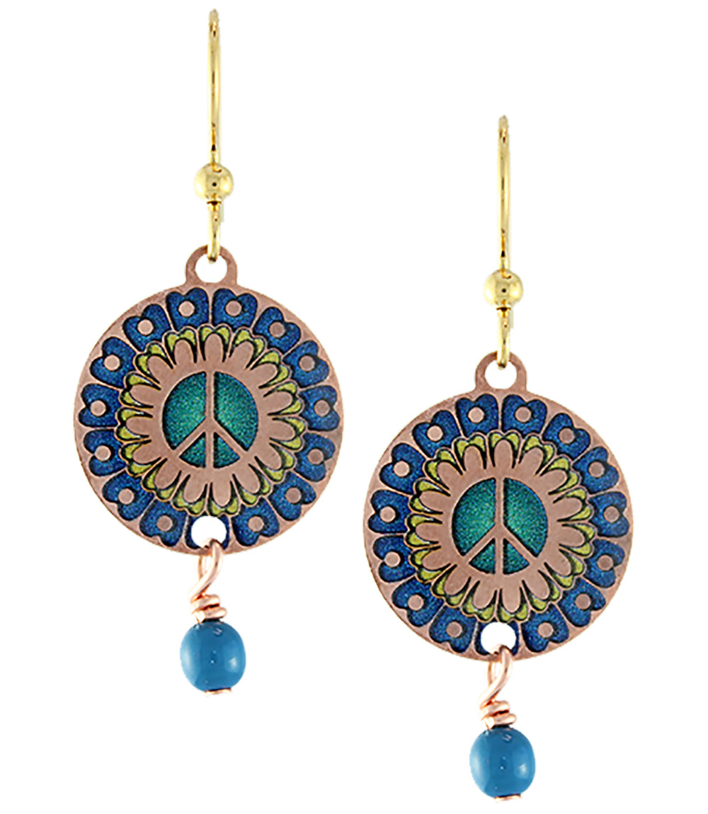 Earth Dreams Earrings Copper Peace Mandala