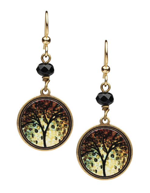 Earth Dreams Earrings Golden Tree with Bead