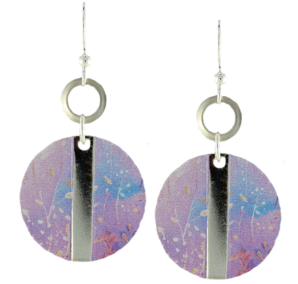 Earth Dreams Earrings Silver Tone Lavender Flower