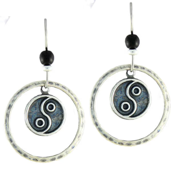 Earth Dreams Earrings Yin Yang Hoop with Bead